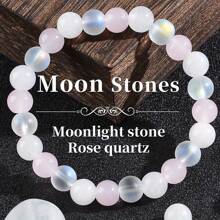 1pc 8mm Single Wrap Tiger Eye Stone, Green Agate, White Diamond Circle Bracelet For Women, Yellow Crystal Engraved Heart Bracelet
