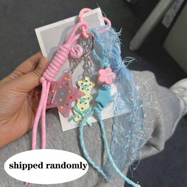 Girly Random Pendant! Macaron Color Series Suitable For Bags/Keys/Phone Cases, Handmade Woven Pendant, Ins Style Pendant, Wedding Bag Pendant, Keychain Pendant, Dopamine Pendant, (Small Accessories On The Pendant Are Randomly Delivered)