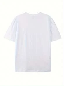 Front Colored Guitar Art Pattern Print Round Collar Short Sleeve T-Shirt Top Comfort Breathable Fabric Leisure Sports Style Men 100% Cotton Street Wear T-Shirt (Choose A Larger Size To Get A Loose Effect) - 白色 - 查看 3