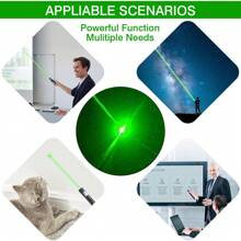 1pc Powerful 532nm Green Laser Pointer Pen, Portable Handheld Flashlight With USB Charger And 18650 Battery For Outdoor Camping/Presentation/Teaching Demonstration