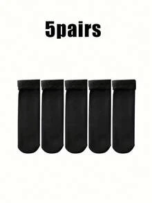 5 双纯色雪袜，男女皆宜，内衬羊毛，温暖舒适，适合冬季穿着 - 彩色 - 查看 16