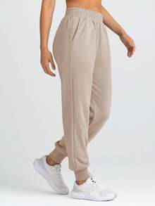 tooluck Womens High Waisted Baggy Sweatpants 2025 Fall Jogger Pants Y2k Lounge Trousers With Pockets Beige - 米色 - 查看 2