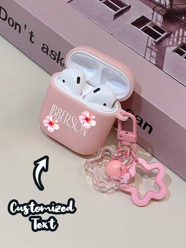 1pc Customized Text/Name Apple Decor Earphone Case, Compatible With AirPods 1/2, AirPods Pro, AirPods 3, AirPods 4