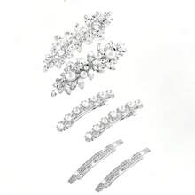 2/4/6/8/10 Peças Presilhas de Cabelo com Strass, Grampos de Cabelo com Cristal e Pérola Cintilante, Acessórios de Cabelo Elegantes para Casamento, Baile, Dia dos Namorados, Dança, para Cabelos Grossos e Longos, Noivas, Mulheres e Meninas, Tiaras - A - Visão 19