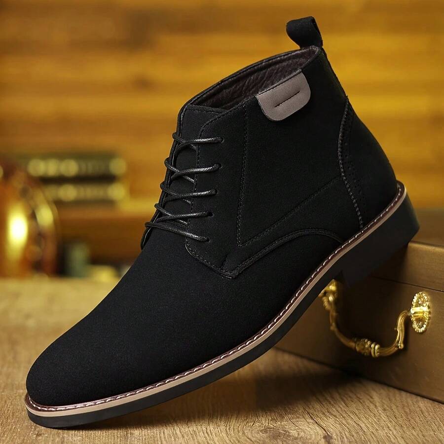 Men's Boots Stylish Lace-Up Derby Boots Business Dress Shoes Suitable For Office Daily Formal Occasions - màu đen - Xem 1