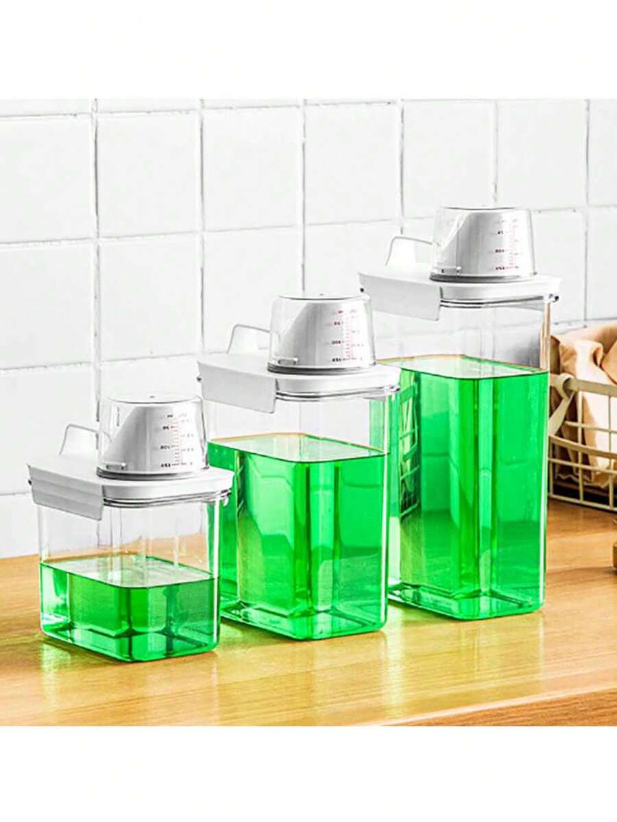 Laundry Detergent Dispenser,Refillable Detergent Bottle With Cap,Leakproof Empty Lotion Sub Bottles Supplementary Container Travel Liquid Bottle For Laundry Room. - Clear - View 1