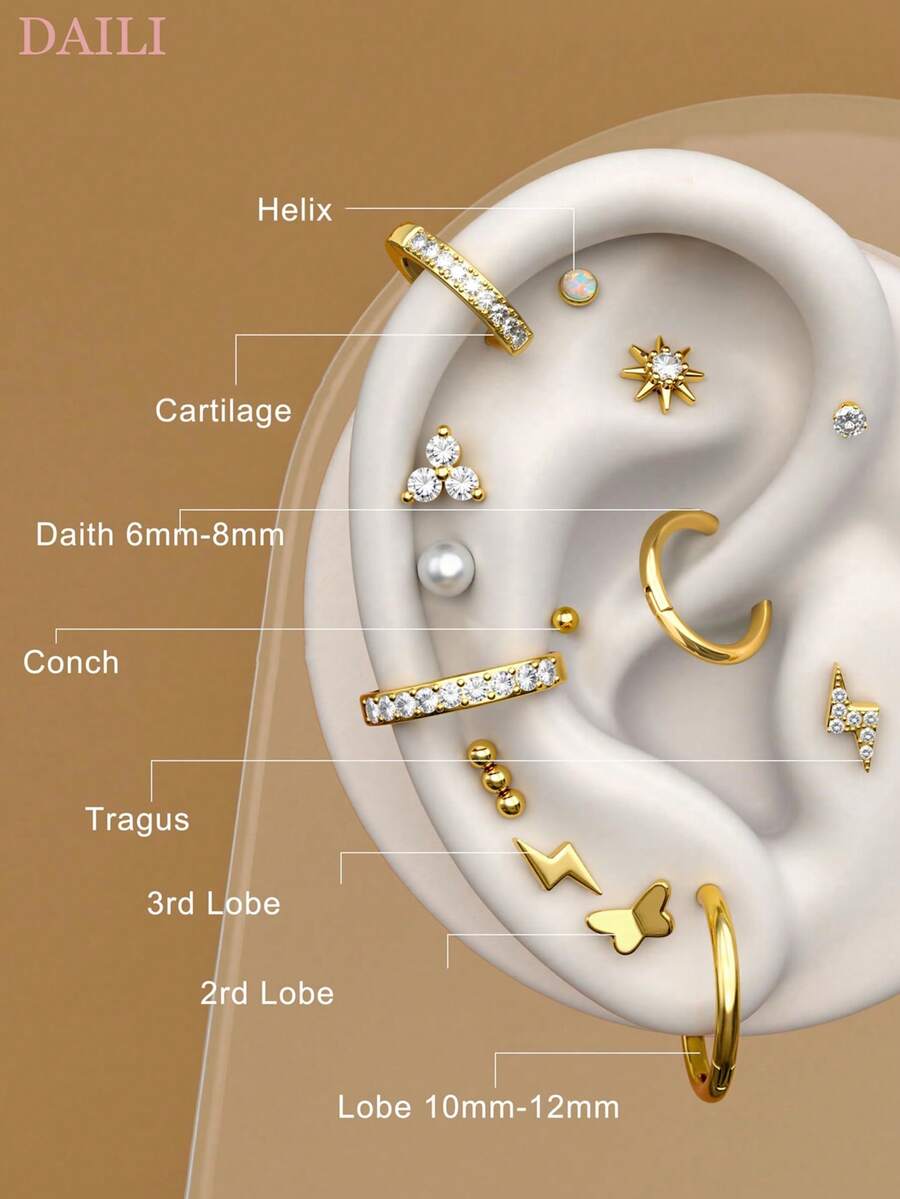 DAILI 4-5 Pairs Stainless Steel Earrings Flat Back Earrings Small Gold Hoop Earring Stacks For Women Hypoallergenic Cute Stud Hoop Earrings For Sensitive Ears Flat Back Earrings Screw Back Cartilage Earring Set - Earrings Set - View 1