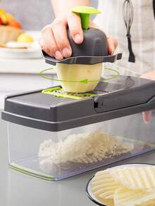 14 peças/16 peças Conjunto Multifuncional de Picador e Fatiador de Vegetais, Picador de Alimentos, Cortador de Vegetais Ajustável com Recipiente, Fatiador de Frutas, Fatiador de Vegetais Multifuncional, Raspador de Batata, Fatiador de Batata e Cebola, Fatiador de Rabanete, Fatiador de Salada, Picador de Alho, Fatiador, Utensílios de Cozinha, Adequado para Fatiar, Ralar e Cortar Vegetais e Frutas