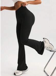 1pc Polyester Yoga Fitness Leggings With Pockets, Suitable For All Seasons