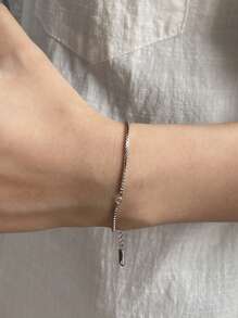 1pc Stainless Steel Metal Beaded Bracelet, Paper Clip Bracelet, Delicate Chain Bracelet, Minimalist Design, Suitable For Daily Wear, Travel And Gift, Accessory For All Seasons