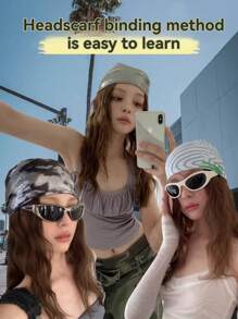 美国辣妹风格液态银科技感裹头巾女复古摩登嘻哈酷炫夜店Y2k个性百搭男女情侣领带三角巾方巾街舞头巾