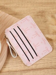 محفظة صغيرة صغيرة ذات نمط حب فيونكة وردية، محفظة ضيقة للنساء، رقيقة، خفيفة الوزن، قابلة للنقل بطبقات متعددة، بطاقة هوية، بطاقات ائتمانية صغيرة، فاشون، مودرن، حافلة، للذكرى السنوية، هدية عيد الميلاد، للبنات، للسيدات، لوازم الحقيبة المدرسية لغرفة السكن المدرسي والعودة إلى المدرسة - وردي - مشاهدة 6