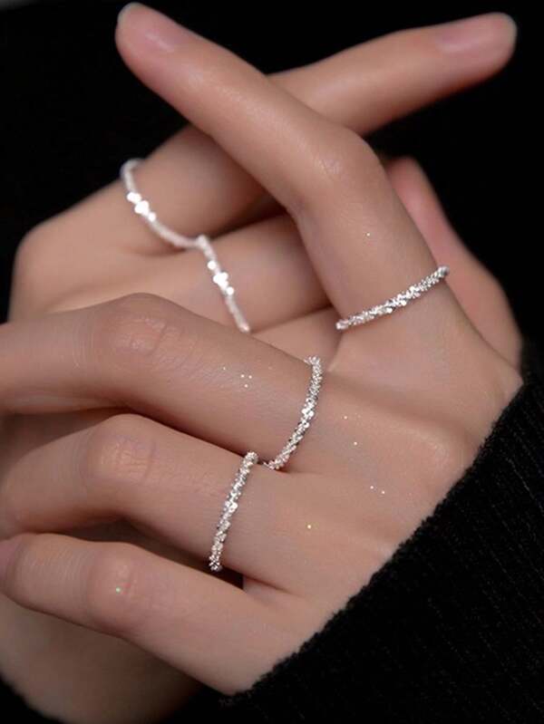 خاتم لامع بسيط عصري قطعة واحدة، مناسب للنساء لارتداء اليومي