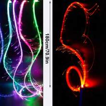 Luz de látigo de fibra óptica LED, látigo luminoso de baile LED recargable y rotatorio, juguete de látigo de fibra para rave, apto para baile, fiesta, espectáculo de luces, festival de música, actuación de disfraces y concierto de EDM