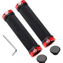 1 Coppia di Impugnature Professionali per Bicicletta, Impugnature per Manubrio Bicicletta in Lega di Alluminio con Doppio Bloccaggio a Vite, Impugnature per Manubrio Bicicletta da Montagna, Impugnature Antiscivolo in Gomma per Manubrio Bicicletta, Protezione per Manubrio Bicicletta