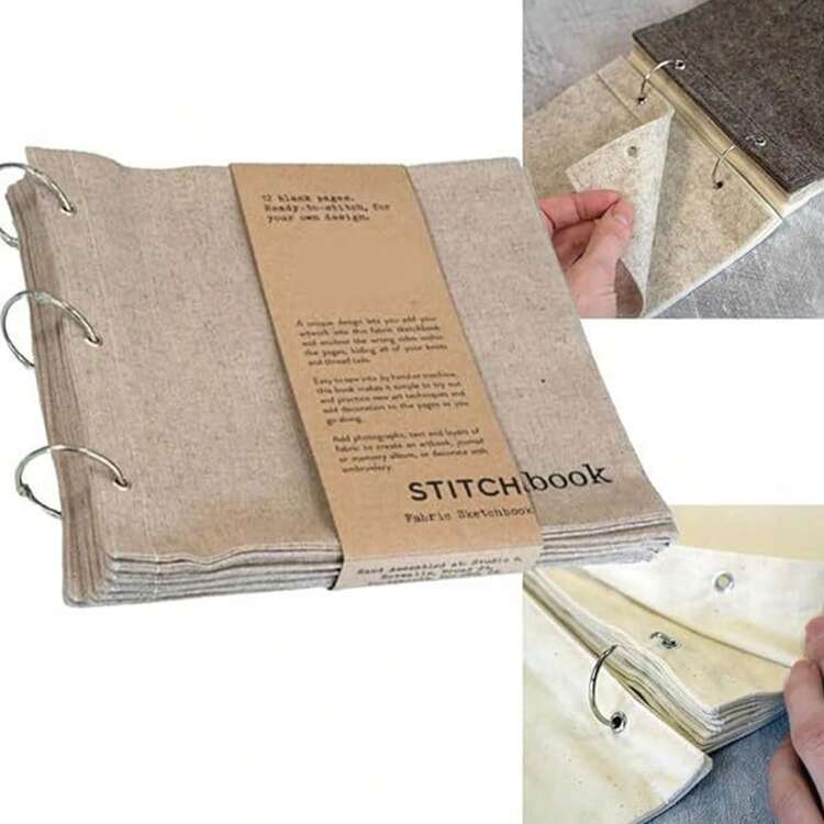 Tela en blanco para cuaderno de bocetos, página de línea, tela en negro para prop de cuaderno - Multicolor - Añade 3