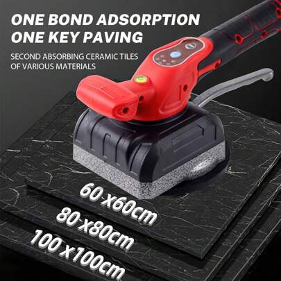 Livellatrice elettrica portatile, con 2 batterie e un caricabatterie, regolazione a 5 livelli della super potenza di aspirazione della livellatrice per piastrelle, adatta per piastrelle da parete, piccole piastrelle da pavimento