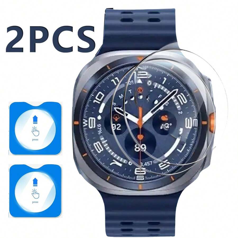 2pcs 9H Tempered Glass Screen Protector Compatible With Samsung Watch Ultra 2025 / Watch Classic 46mm / Samsung Watch 8 40mm/44mm, Compatible With Samsung Watch Classic LTE 46mm / Watch 8 LTE 40mm/44mm, Ultra-Thin Anti-Scratch, Anti-Shatter, High Definition, Bubble-Free, Easy Installation With Alignment Frame