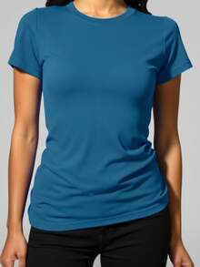 PLAYERA DAMA C/REDONDO M/CORTA AJUSTADO LISO - Teal - Ver 3