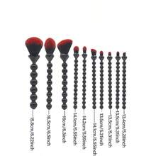 Unique Diamond And Pearl Design Makeup Brush Set, 10pcs Cute And Full Complete Powder, Conaler, Blush, Eye Shadow Cosmetic Brushes Kit(BLACK) - 粉色 - 查看 6