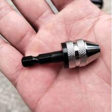 1pc 3-Jaw Keyless Drill Chuck With Hexagonal Shank, Rapid Type Electric Grinding Wheel Drill, Fits 0.3-6mm And 0.3-3mm Screwdriver Bits, Can Be Converted To Electric Drill Chuck Through Round Shank