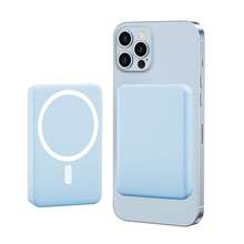 LUCKYDUO 磁性无线移动电源，5000mAh 超薄无线电池组，带 USB C PD 20W 超快速充电磁性便携式充电器，适用于 I-Phone16/16pro Max15/14/13/12 系列，适合夏季假期户外旅行/露营和免提应急备用移动电源，适合送给家人、朋友、生日 Nan 的礼物 - 藍色 - 查看 1