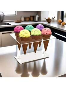 1pc Ice Cream Cone/Cup Holder Stand, 6 Slots Cone/Cup Rack, Universal For Holiday Party, Buffet Restaurant, Sushi Hand Roll Display, No Power Needed - Multicolor - View 6