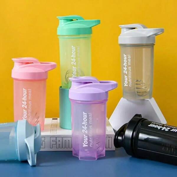 Shaker Becher mit Metallmischkugeln, transparent, 16,91oz, Protein Shakern Becher, Spiraldeckel, Filter und Messskala | auslaufsicher, Fitness Shaker Becher geeignet für Proteinshakes - geruchloses Mischen Sharker Tasse