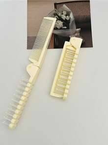1 Peça Pente Dobrável Portátil para Viagem, Pente Antiestático de Dois Lados para Penteado Diário de Cabelo e Barba, Acessório Essencial para Volta às Aulas, Viagens e Férias, Cuidados com o Cabelo Feminino - Multicolorido - Visão 3