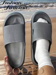 Hàng mới về! Dép thời trang bán chạy dành cho nữ - Thiết kế có lỗ thông hơi, EVA (Mềm, Nhẹ, Thoải mái), Chống trượt, Không gây tiếng ồn, Chống mùi, Nhanh khô, Phù hợp cho cả trong nhà và ngoài trời - Xám - Xem 3