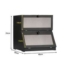 Bread Bin, Large, Wooden, Bread Box, Vintage, Storage, Kitchen, Countertop, Two Layers, XL, Storage Container For Bread, 40 X 33 X 25 Cm - 黑色 - 查看 5