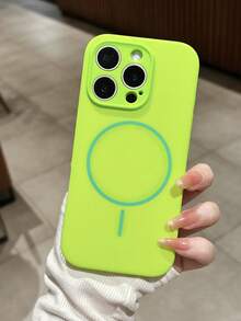 1 件哑光液态硅胶简约磁吸保护壳适用于 16 15 14 13 12 Pro Max Plus 无线充电软硅胶后盖防水防震防摔防刮 - 螢光綠 - 查看 3