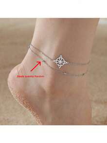 1件女巫结脚链，女士不锈钢双层珍珠链脚链，巫术饰品，夏季配饰（珍珠数量随机） - 幾何 - 查看 7