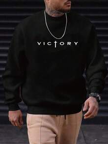 Herren Sweatshirt in Große Größen mit Rundhalsausschnitt, Textdruck, urbaner Street-Style, geeignet für Lässig, Sport, Wochenenden, Frühling, Sommer, Herbst, Winter, Langarmoberteil