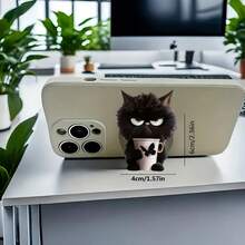 1个可爱猫咪元素亚克力猫形手机支架，带可调节支架，适用于大多数智能手机，防震设计，送给女孩的绝佳礼物，兼容 16 Pro/16/15/14/13等手机，母亲节生日礼物 - 查看 4