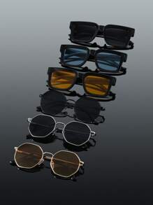 8pcs Men Square And Geometric Frame Multicolor Ombre Lens Casual Style Cool Boho Classical Fashion Glasses For Outdoor Riding Summer Fishing Driving Camping Rave Party Street Snap Accessories For Summer Beach Vacation,Outdoor,Travel - Multicolor - View 7