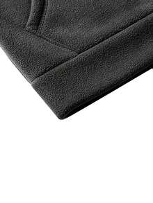 男士休闲羊毛混纺夹克，采用涤纶针织面料制成，纯色设计，冬季保暖，连帽，拉链开合，常规版型，口袋，时尚简约，适合日常穿着 - 黑色 - 查看 6