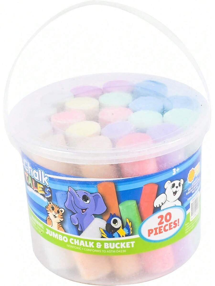 ¡RecomendadoSunny Days Entertainment Maxx Chalk de 20 piezas Sidewalk Chalk Play para niños; Juego de tiza jumbo al aire libre con cubo de almacenamiento¡Top de Temporada - 1 - Ver 1