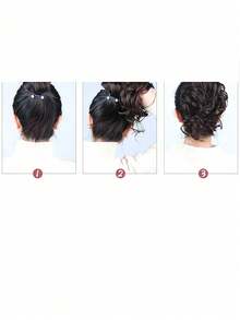 1个优雅慵懒粘胶发圈发髻器发饰，适合蓬松卷发，适合日常佩戴、外出和发型设计，可用作马尾辫发圈、发绳、发圈、发饰、发带、头饰 - 彩色 - 查看 8