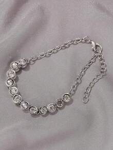 1 件青少年时尚个性手链气质简约锆石手饰品节日礼物配饰