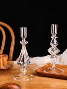 1 szt. Europejski świecznik w stylu pałacowym z diamentowymi paskami, przezroczysty szklany świecznik do dekoracji wnętrz, odpowiedni do domu, hotelu, dekoracji stołu weselnego