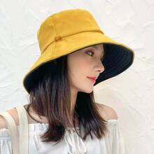 1 件休闲街头风格女士宽边双面渔夫帽，夏季防晒户外旅行多功能太阳帽 - 鳥眼漁夫帽 - 查看 9