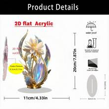 1/2/6 Pieces 2D Flat Elegant White Lotus Acrylic Tabletop Decoration, Golden Strawberry And Crystal Ornament Dining Table Center Office Or Desk Table Ornament Perfect Holiday Or Birthday Gift Assembly, High-Level Chic, Exquisite Decoration Fall Halloween Thanksgiving Craft Christmas Exclusive Surprise Gift