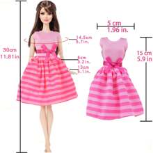 Set de 5 piezas de ropa casual cómoda, incluyendo top de moda para estar en casa, mono, falda y accesorios de armario, adecuado para muñeca princesa de 11.5 pulgadas para juego de simulación realista diaria (muñeca no incluida) - Rosa - Ver 3