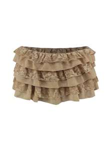 Multi-Layer Lace Low Waist Spliced Chiffon Frill Ruffle Hem Ultra Short Shorts For Christmas ,Y2K Back To School Clothes,Gala Night Wear,#Ladies' PartyLooks,#NightOut #ElegantCasual ,Valentine's Day ,Carnival Celebration - Khaki - View 6