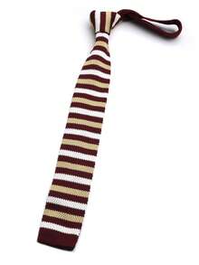 1 件条纹休闲涤纶针织领带，男女通用，四季皆宜