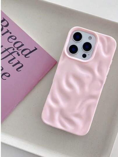 DIY Pink Wavy Striped Large Hole Phone Case, Suitable Compatible With Iphone 11/12/13/14/15/16, INS Style Phone Protective Cover