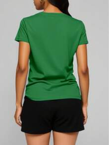 PLAYERA DAMA C/REDONDO M/CORTA AJUSTADO LISO - Verde - Ver 2