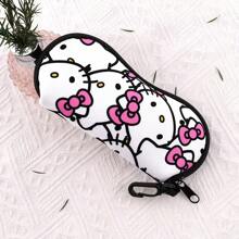 Sanrio 1 pezzo Custodia portaocchiali Hello Kitty - Stile Kuromi, Pompompurin e amici, design a collisione multicolore, design a stampa floreale, con cerniera e gancio, anti-smarrimento e portatile, custodia per occhiali in tessuto morbido e antiurto, adatta per riporre occhiali alla moda e vari piccoli oggetti, regalo di stile per le donne, riutilizzabile, ottimo regalo piccolo per Natale, Ognissanti, compleanni e feste tra amici