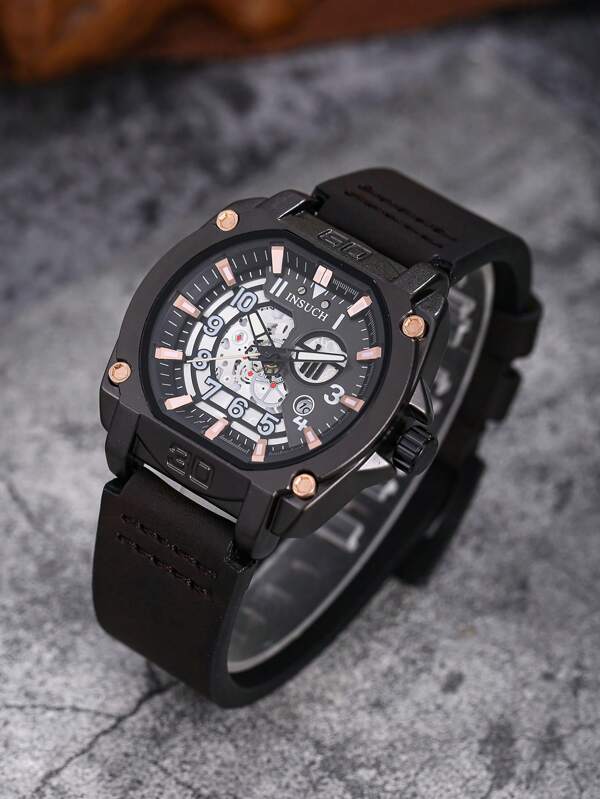 INSUCH Reloj de pulsera de cuarzo de moda para hombres, reloj casual de alta gama resistente al agua y luminoso